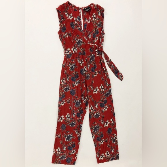 Angie Pants - Floral Wrap Jumpsuit with Open Back